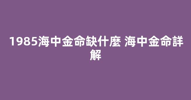 1985海中金命缺什麼 海中金命詳解
